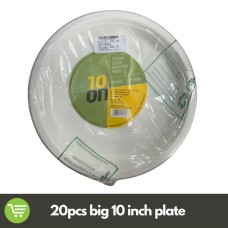 10 ON WHITE PULP DISPOSABLE PLAIN PLATES MEDIUM 10 INCHES